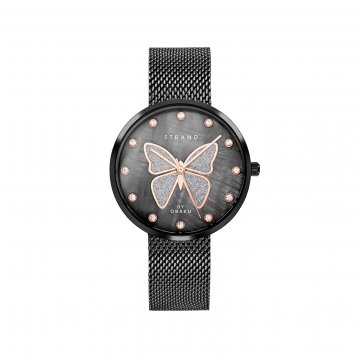 Strand Strand by Obaku Watch with Black Bracelet and Mother-of-Pearl Dial S700LXBBMB-DB