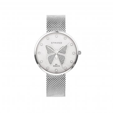 Strand Strand by Obaku Watch with Silver Bracelet and White Mother-of-Pearl Dial S700LXCWMC-DB