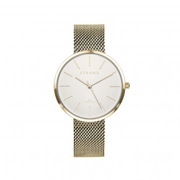 Strand Strand by Obaku watch with gold bracelet and white dial S700LXGIMG