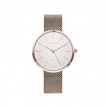 Strand Strand by Obaku watch with rose gold bracelet and white dial S700LXVIMV