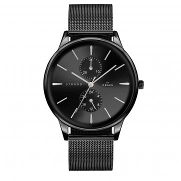 Strand Strand by Obaku watch with black bracelet and date S703GMBBMB