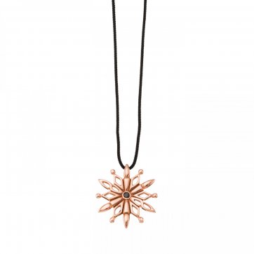 Save The Year 22 Snowflake necklace with black zircon and black cord