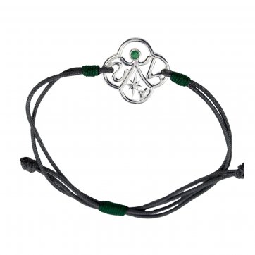 Γούρι αγάπης  Silver bracelet "Syn ston anthropo" with green cz