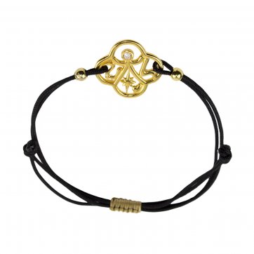 Γούρι αγάπης Brass bracelet "Syn ston anthropo" with white cz